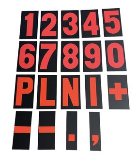 Pitbord losse set cijfers (wit/rood)