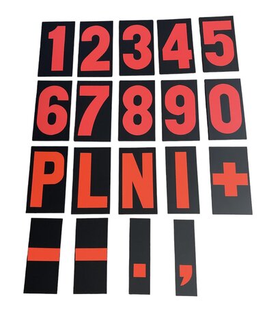 Pitbord losse set cijfers (wit/rood)