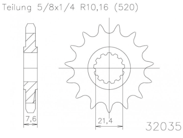 Esjot sprocket front 32035 13T Kawasaki ZX 6 R (520 convers)