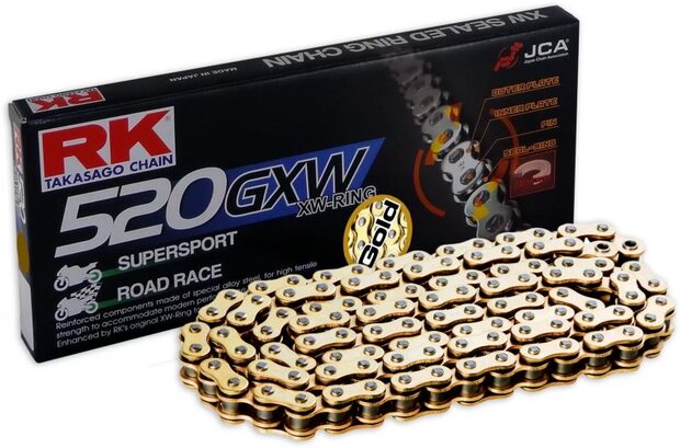 RK Racing Chain XW-Ring Chain 520GXW 120L (Goud)